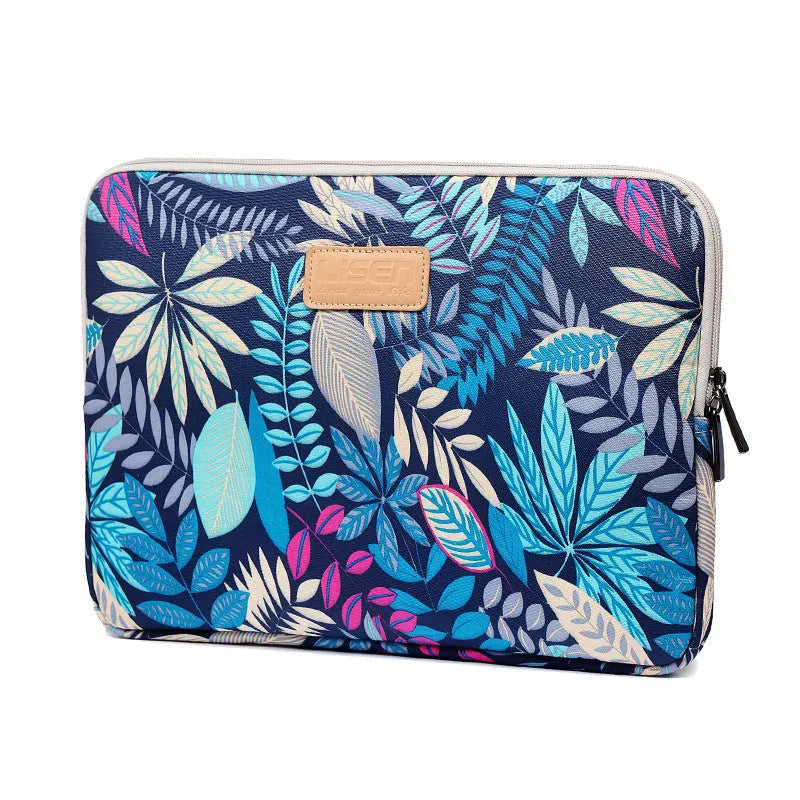 LISEN colorful leaf notebook sleeve bag for 15.6 inch laptop and tablet in black, blue, gray or white