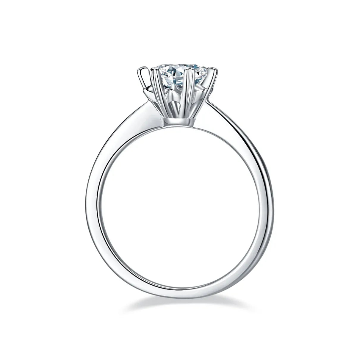1 carat moissanite wedding ring set in S925 silver with platinum plating, sizes 5 to 9, with gift box