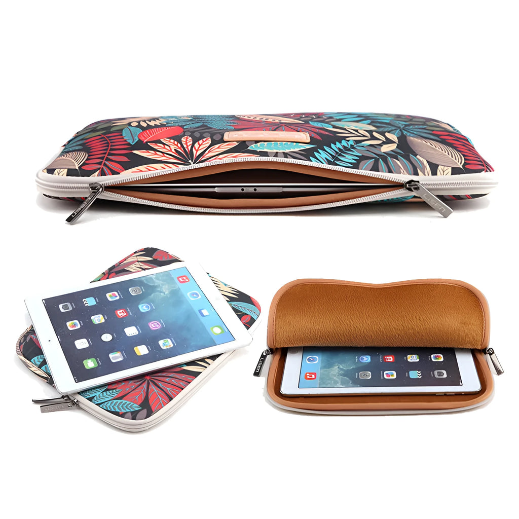 LISEN colorful leaf notebook sleeve bag for 15.6 inch laptop and tablet in black, blue, gray or white
