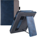 Leather protective case for Kindle Paperwhite5 e-reader with a removable wrist strap attached.