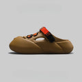 Men's grey baotou-style beach sandals with multiple drainage holes and a lightweight EVA sole.