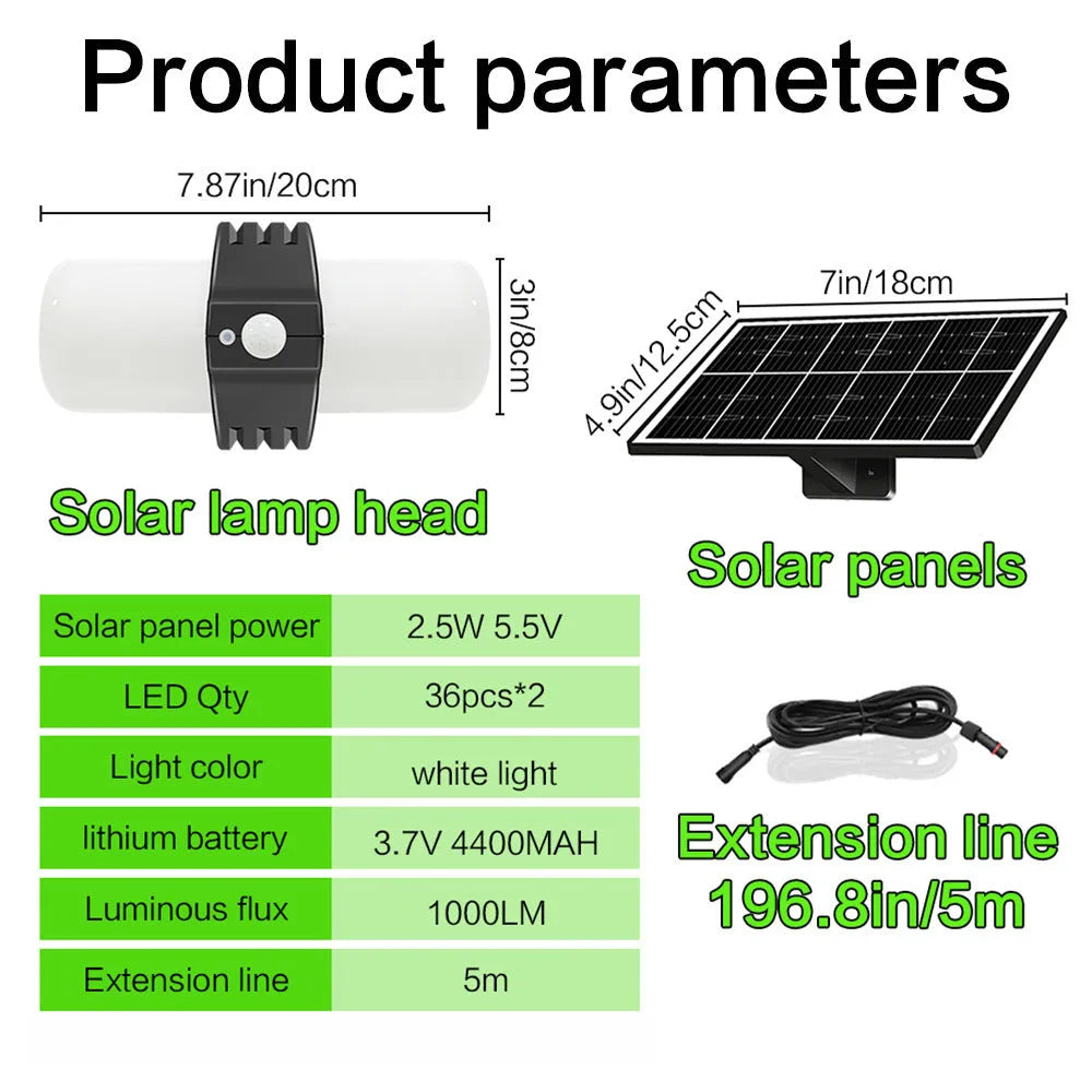Black outdoor solar floodlight with motion sensor and abstract design mounted on wall bracket
