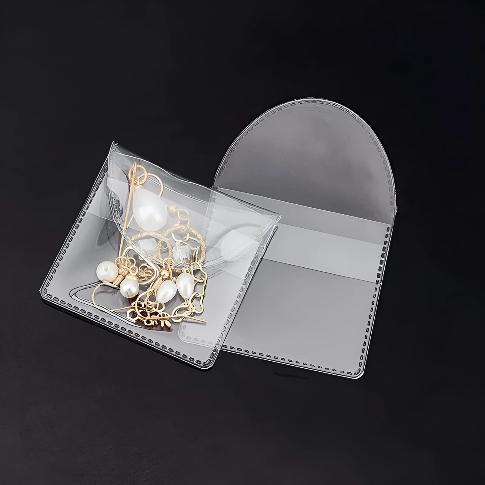 Transparent PVC soft coin pouch 5.2x5.5+3.8cm on white background