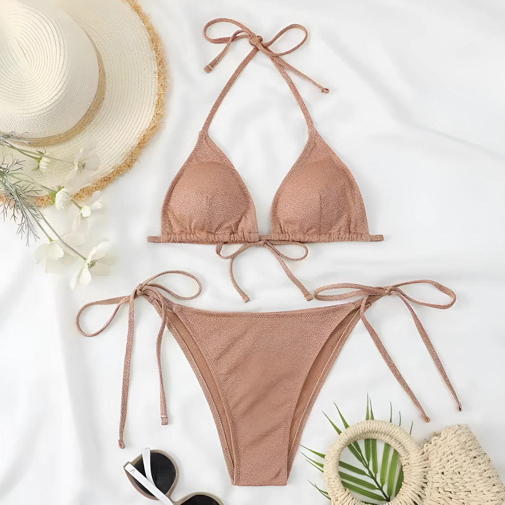 Women's bandage bikini swimsuit with split design in polyester fabric