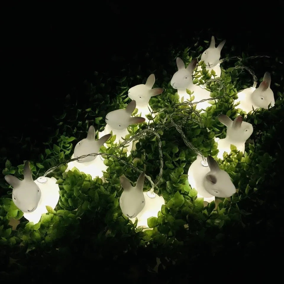 Easter plastic egg lamp string with 10 warm white lamps on a dark background