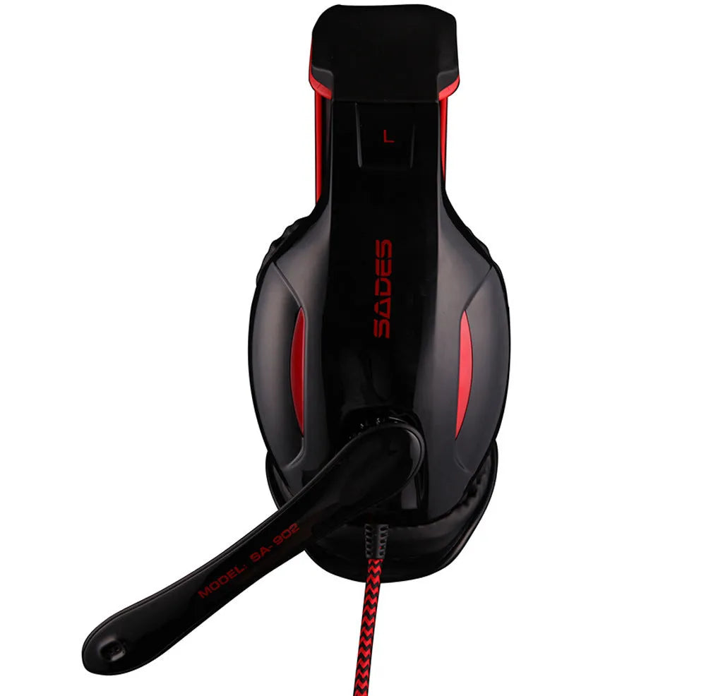 Black SADES SA902 Hero Alliance wired USB gaming headset with ear protection design