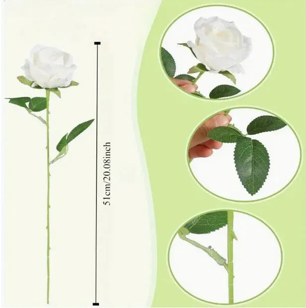 Artificial silk flower bouquet in red or white for home and outdoor decoration, 12g per piece