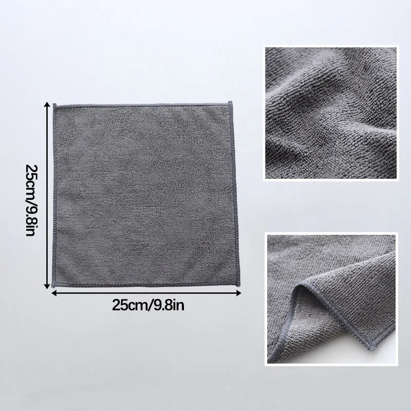 Grey 25x25cm microfiber kitchen cleaning cloth for oilproof decontamination on pots and bowls