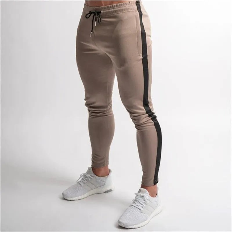 Men's colourblock sweatpants in black red, blue or khaki, polyester blend, Asian sizes L-XXL