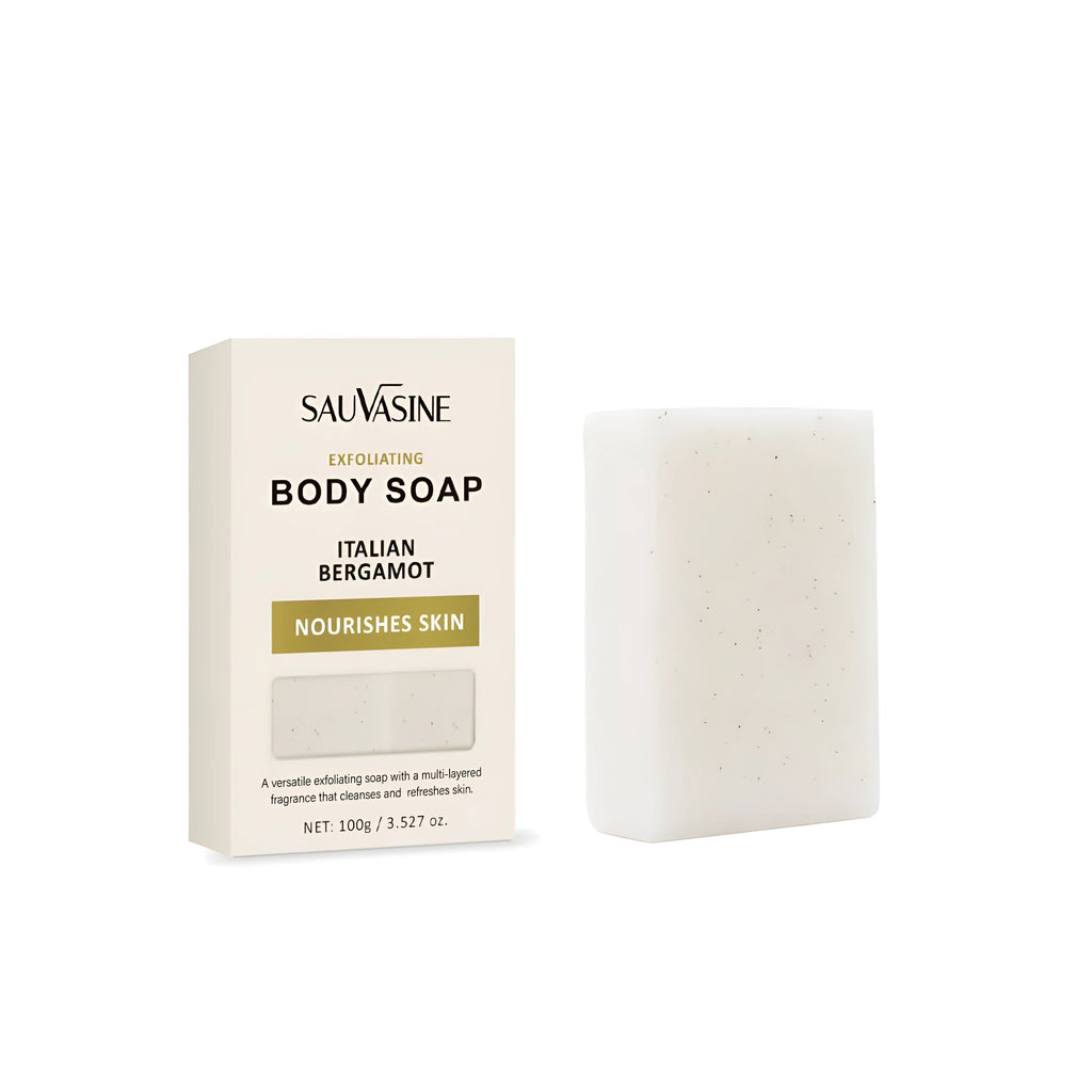 Manual bath soap bar with exfoliating and moisturising properties for adult body cleansing