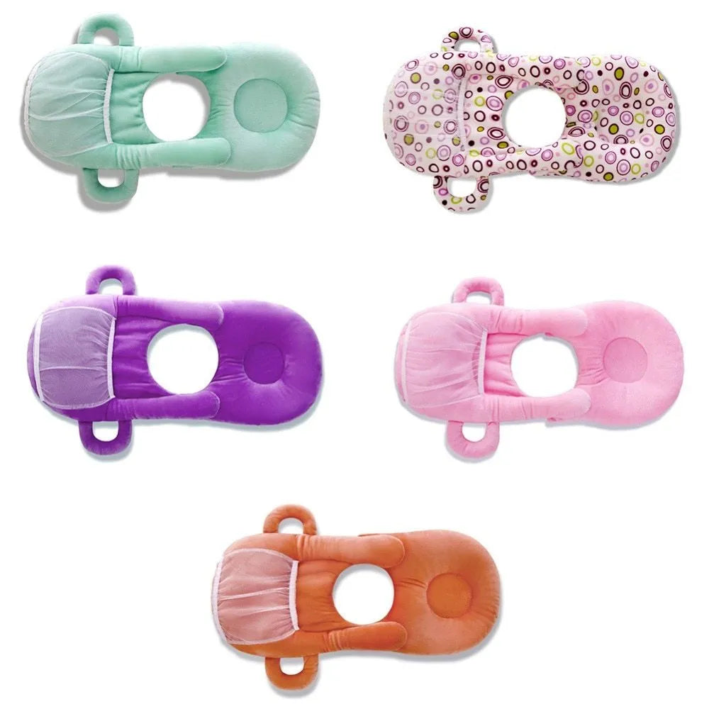 Super soft short plush baby feeding pillow measuring 30cm by 42cm in pink colour