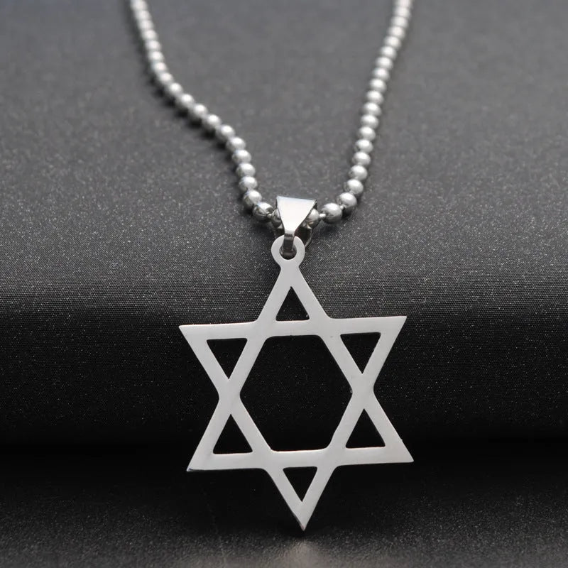 Silver six-pointed star necklace pendant, about 1.5 mm thick, supplied without a distribution chain