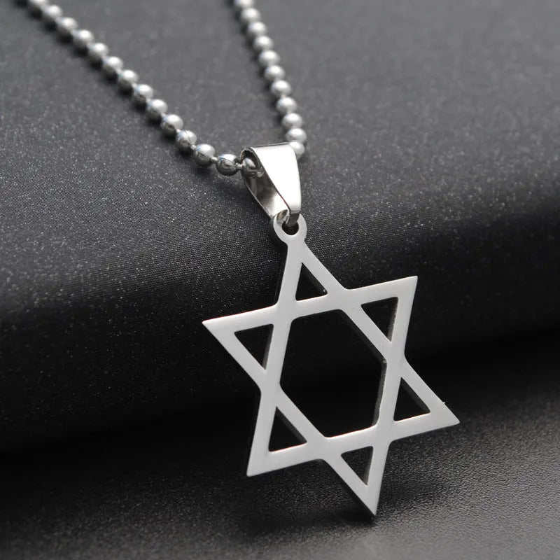 Silver six-pointed star necklace pendant, about 1.5 mm thick, supplied without a distribution chain