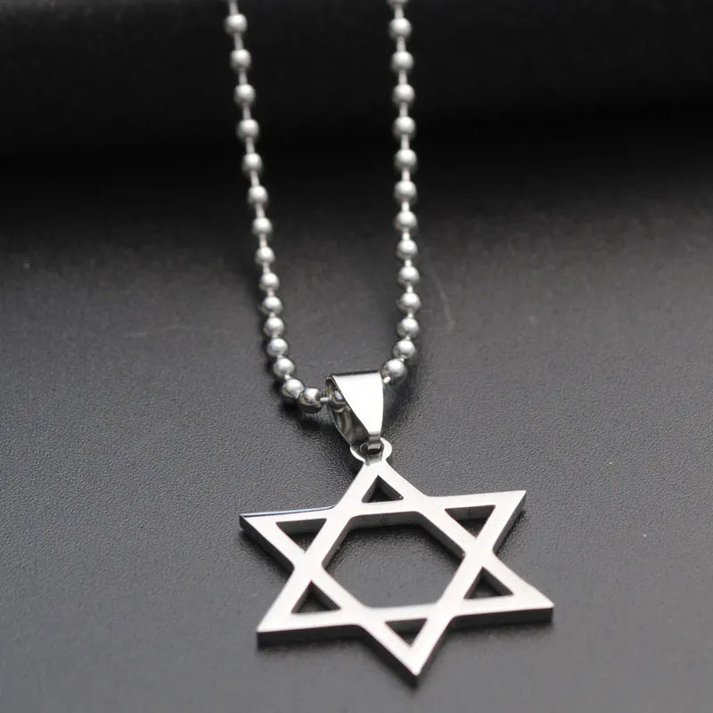 Silver six-pointed star necklace pendant, about 1.5 mm thick, supplied without a distribution chain