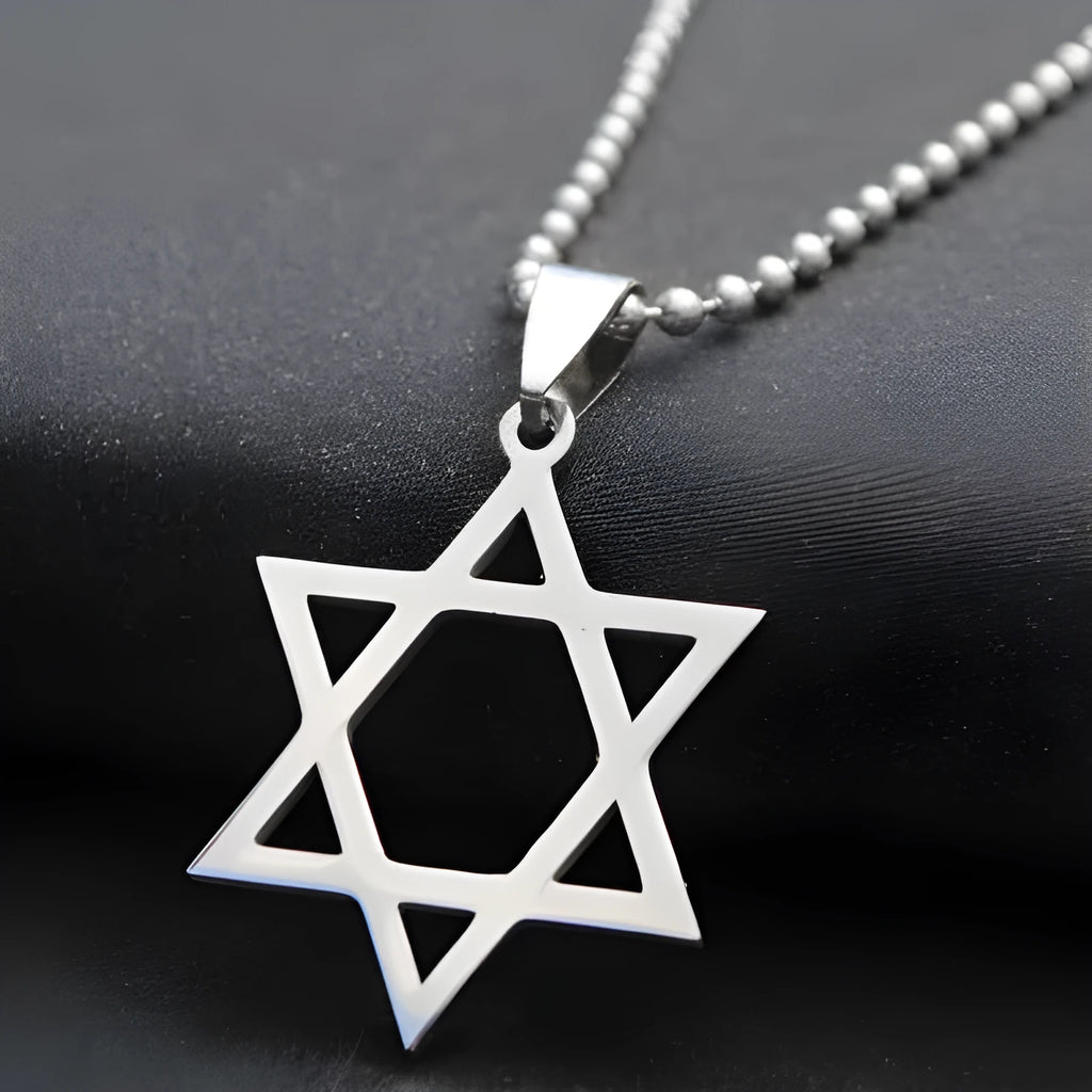 Silver six-pointed star necklace pendant, about 1.5 mm thick, supplied without a distribution chain