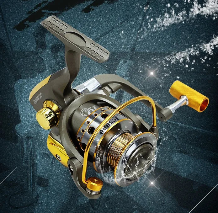 10-axis metal head spinning reel with folding rocker arm and aluminium handle