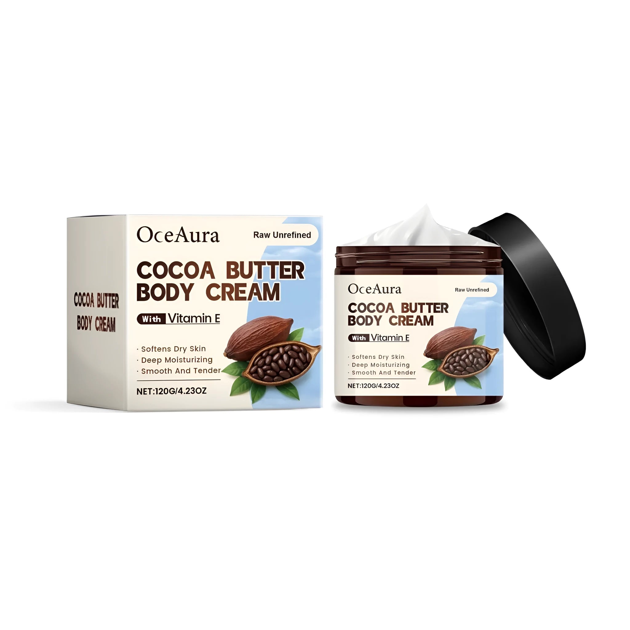 120g tube of cocoa butter body cream with coconut oil and vitamin E for skin moisturising