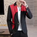 Blazer Hombre Man Suit Coat in Black and Red Asian fit polyester formal blazer