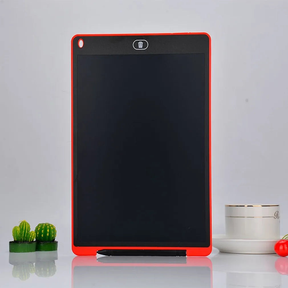 LCD electronic writing board for children in red colour with attached stylus