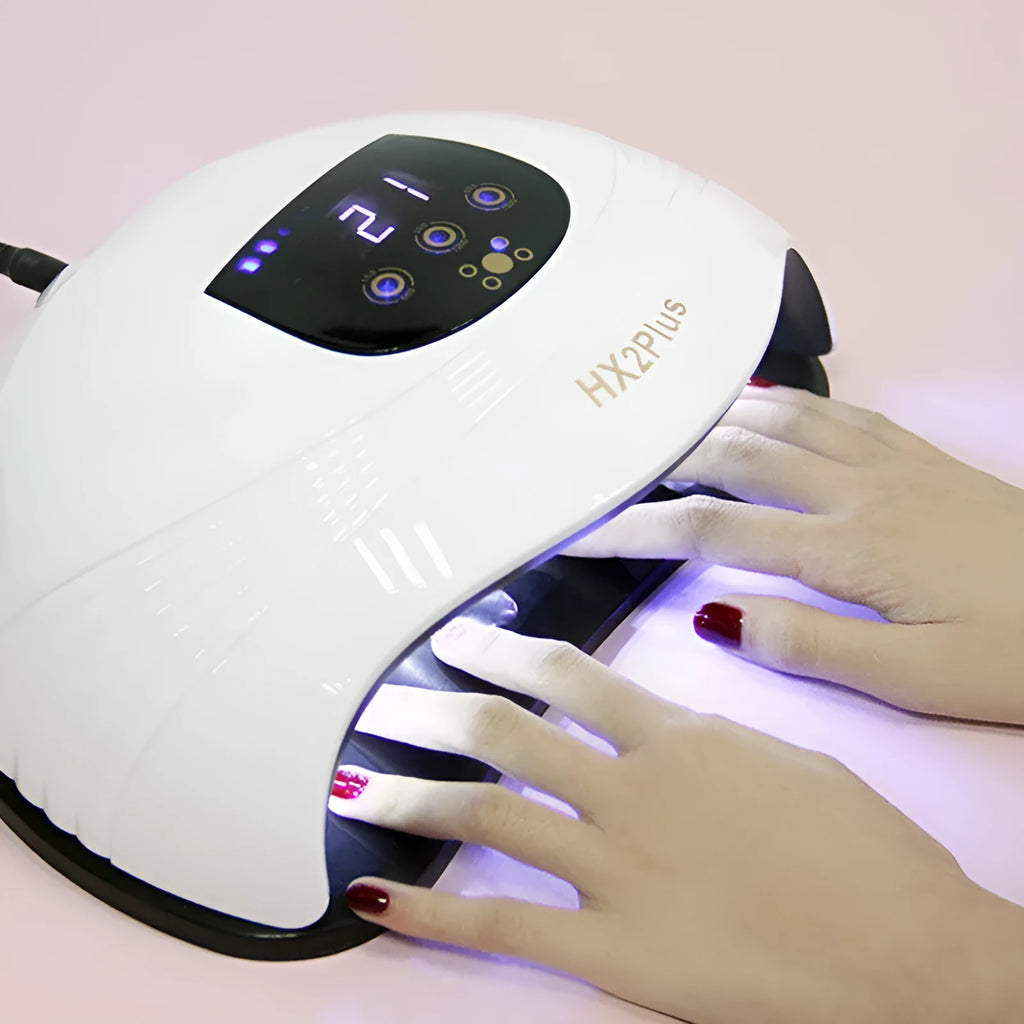 White cold and warm nail phototherapy machine with touch screen, 60 lamp beads, and detachable bottom plate