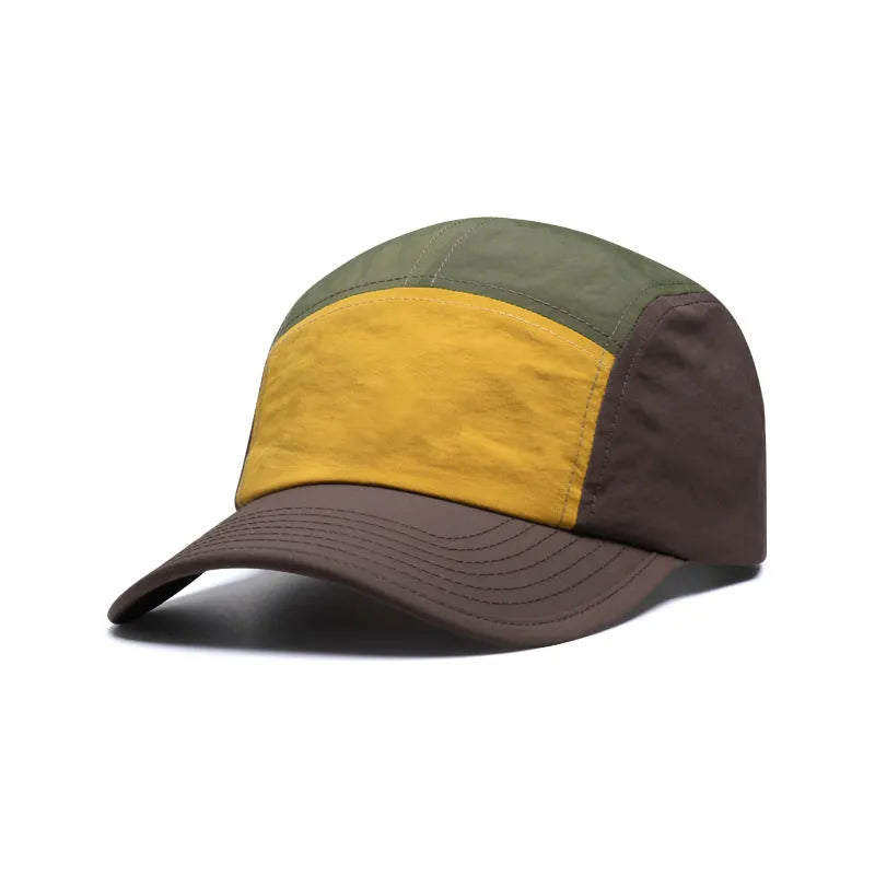 Men's khaki coloured baseball cap with a curved brim and adjustable back strap on a plain background.
