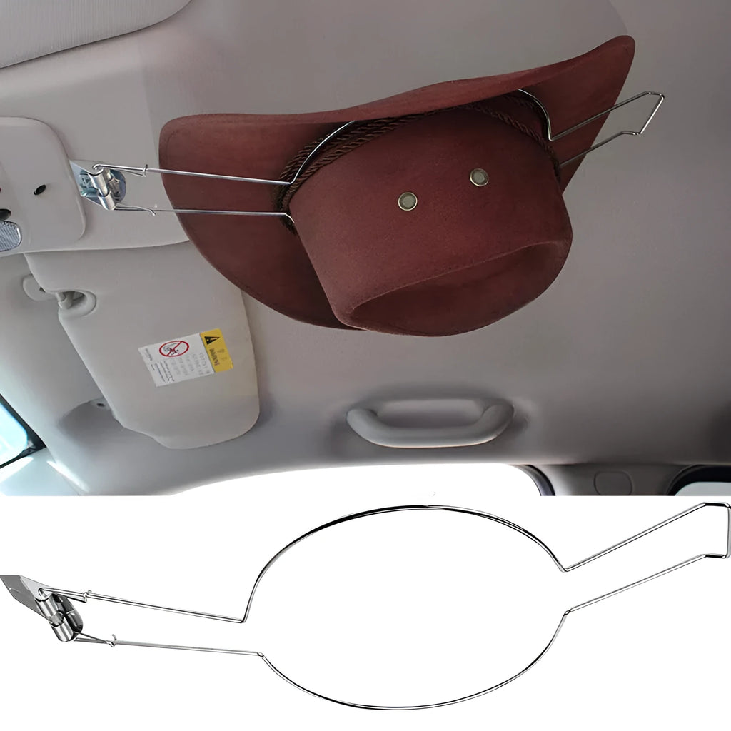 Brown chrome-plated metal hat stand designed for installation inside a car.