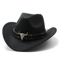 Western cowboy hat with a tall bell crown in a choice of colours on a wooden background