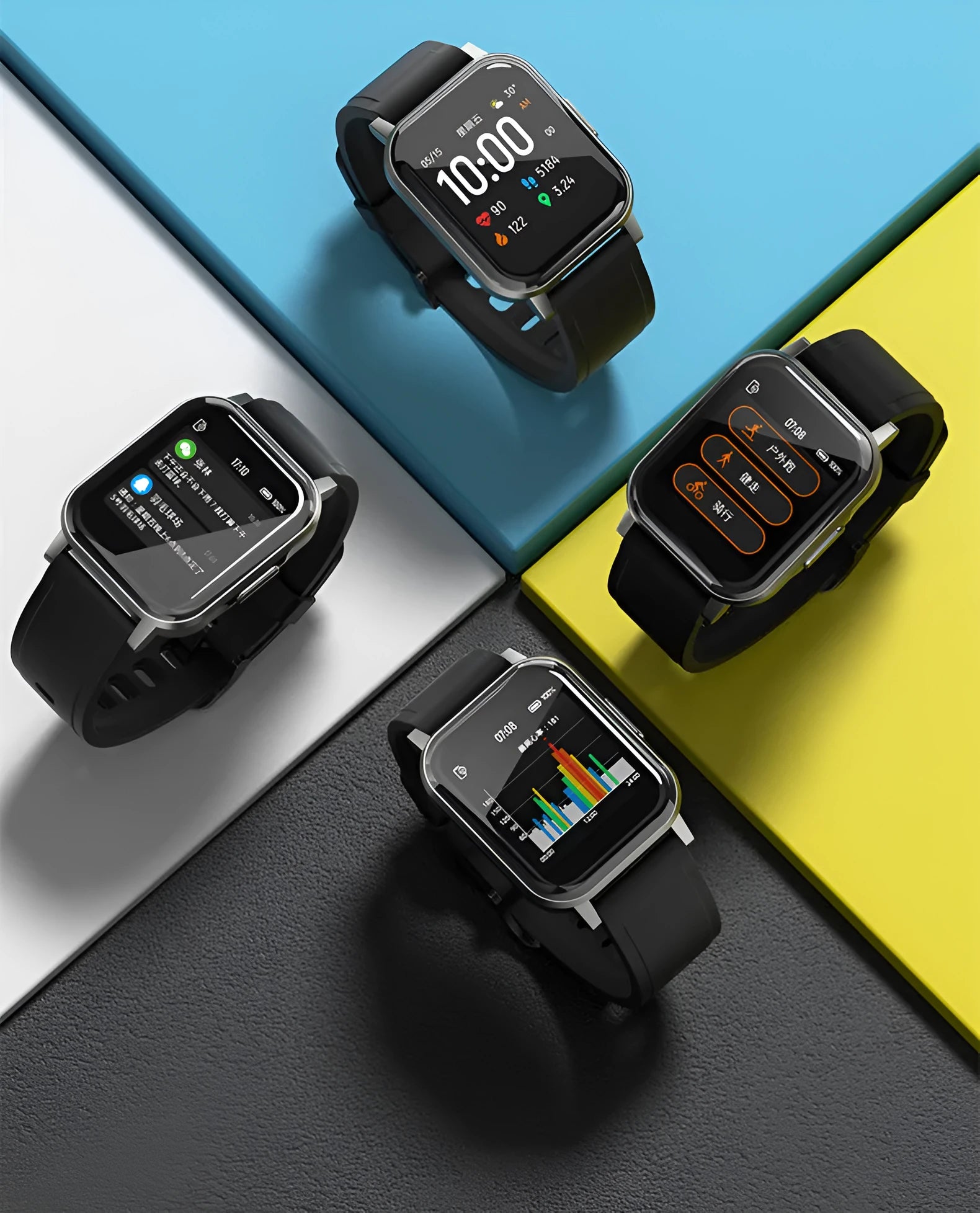 Black waterproof smart bracelet with 1.4-inch screen and silicone strap on a wrist.