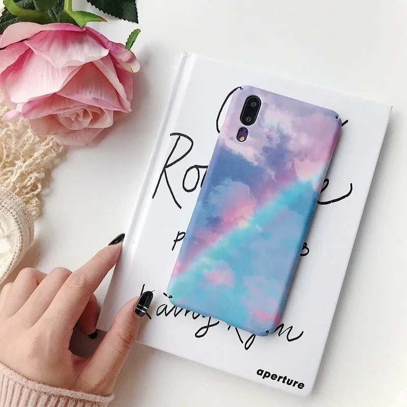 Huawei mobile phone case back cover PC material water sticker design blue purple Mate20 P20 P30