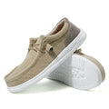 Men's casual canvas shoes with mosaic pattern on green upper and rubber sole