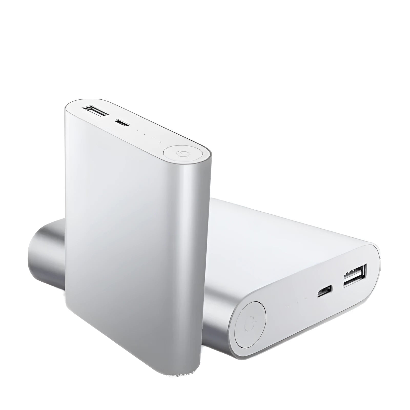Large-capacity 10400mAh power bank in silver with alloy shell
