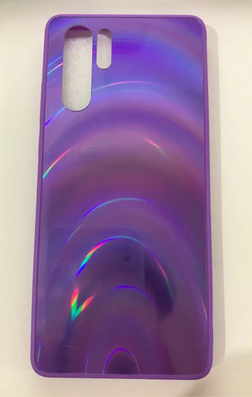 A 3D rainbow glitter gradient back cover case for a smartphone, showing its full-coverage design and sparkling finish.