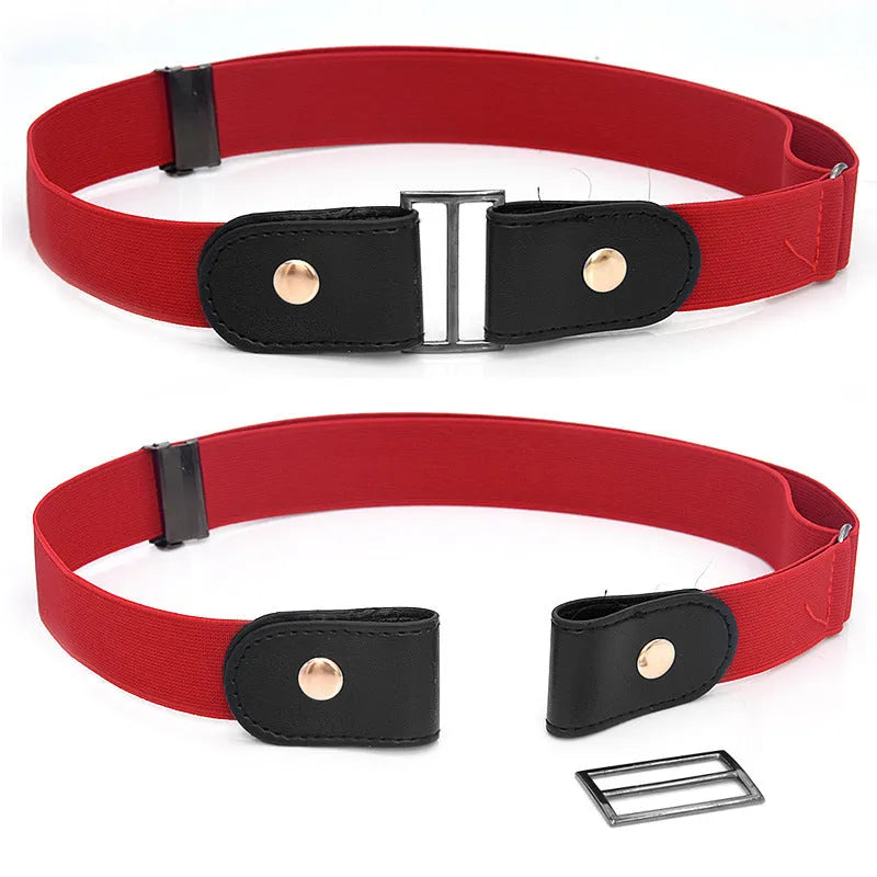 Imitation leather invisible belt with square alloy buckle and car suture detailing, 3cm width