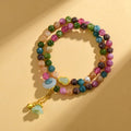 Chalcedony double circle geometric bracelet with 6-6.5mm beads in C118 colour