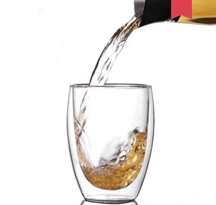 Double wall heat resistant glass coffee cup Chinese style 250ml on table