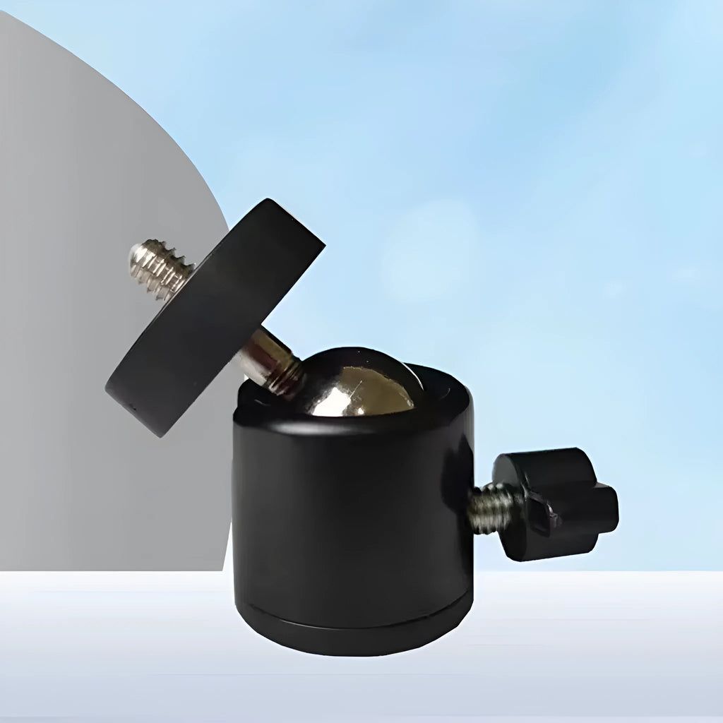 Metal tripod head with 360-degree rotating adjustment bracket and 1/4-inch universal thread