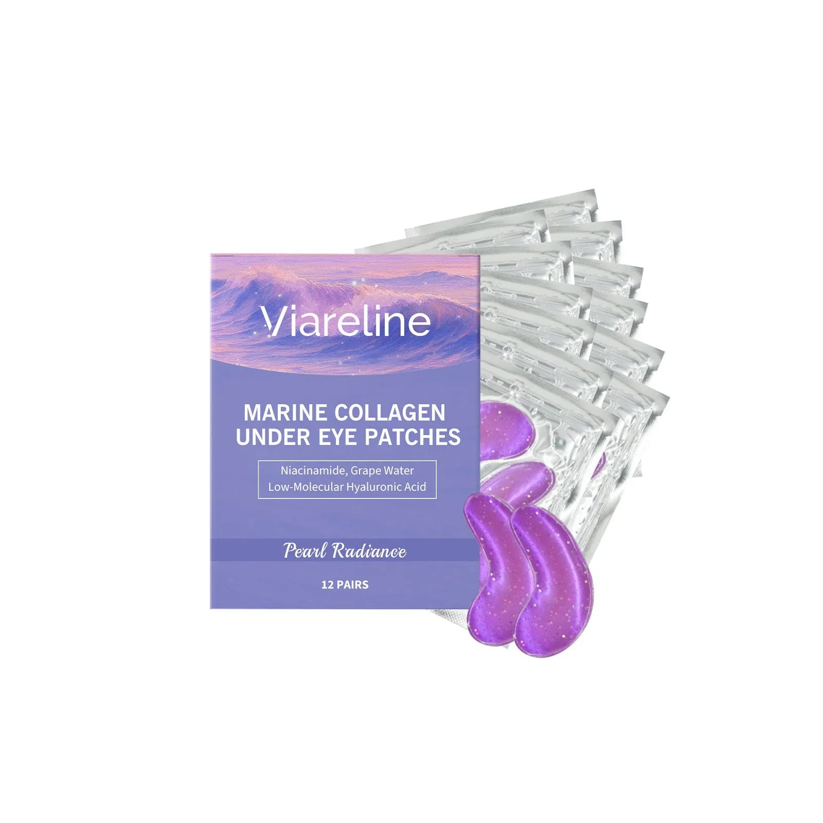 Collagen eye mask sheet for under eye hydration in 12 pair pack