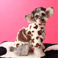 Plush polyester dog coat with backpack in red or coffee, sizes XS to XXL, general fit pet clothing