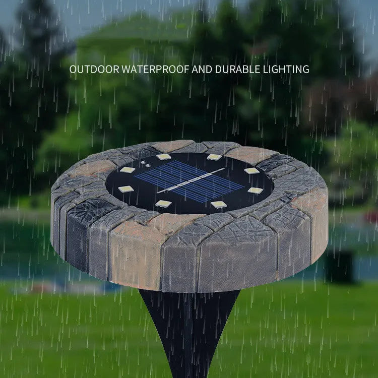 Imitation stone solar garden light with PP body, 11.5cm x 2.3cm x 13cm, for outdoor lawn and patio use