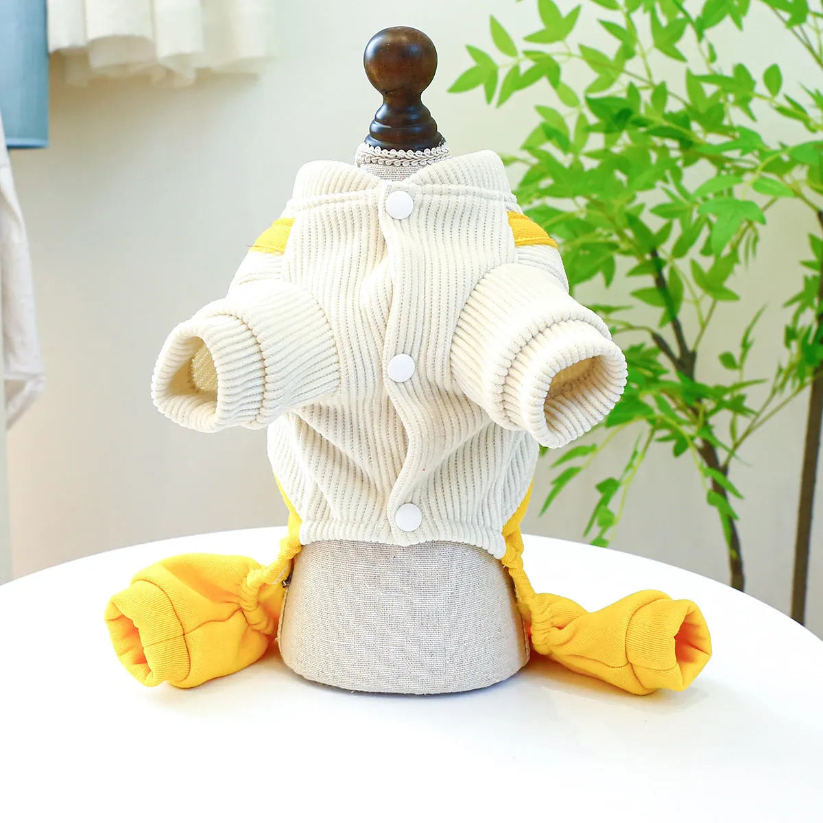 Corduroy little tiger overalls suspender pants for dogs, polyester, available in XS to XL sizes