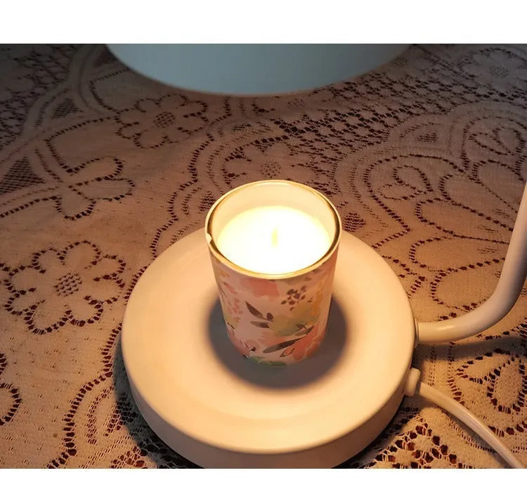 European style aromatherapy melting wax lamp with metal construction and dimmer switch
