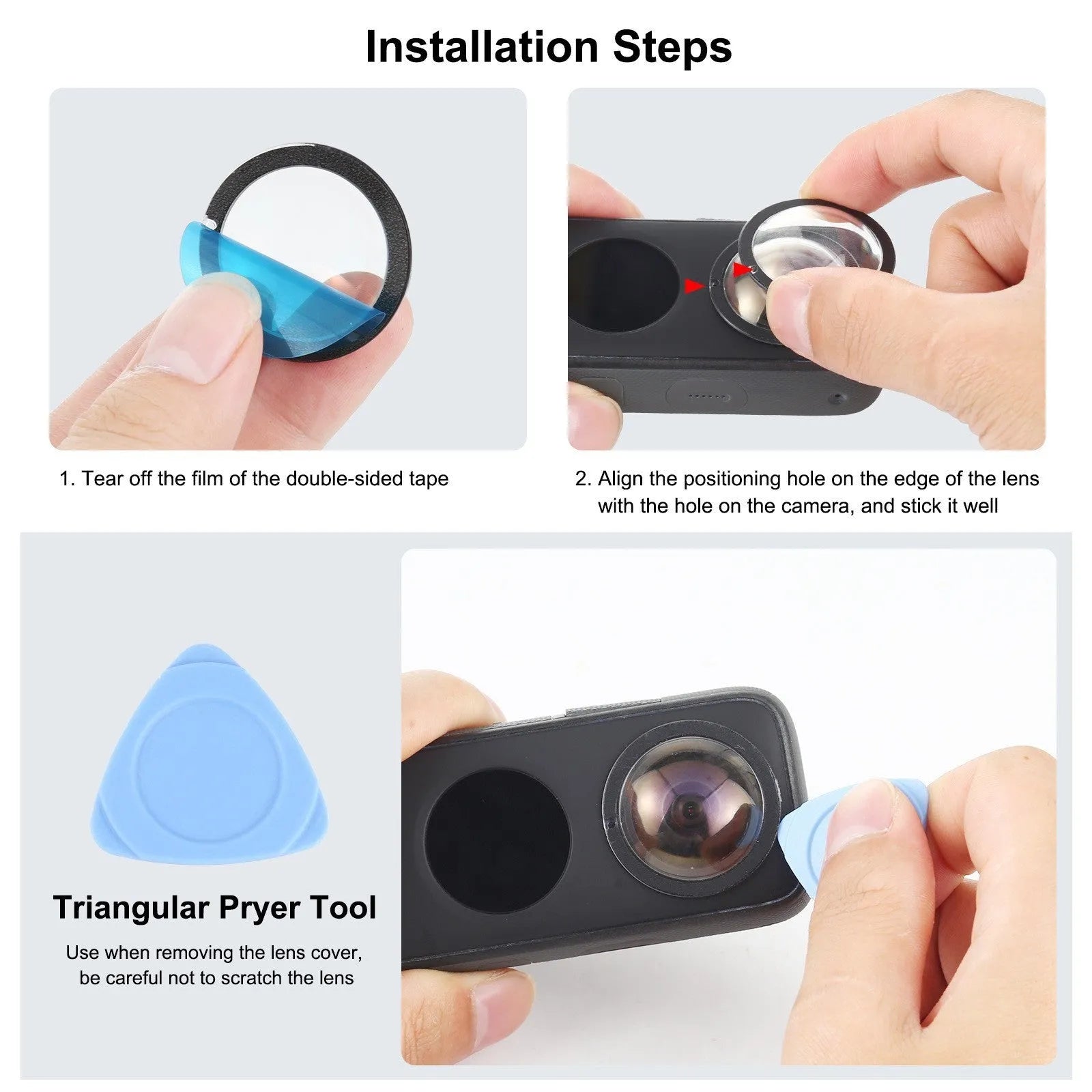 Insta360 One X2 transparent optical tempered glass protective film 3.3 x 0.9 cm