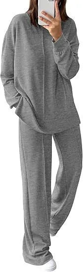 Women's long sleeve polyester jogging suit two-piece set shown in army green.