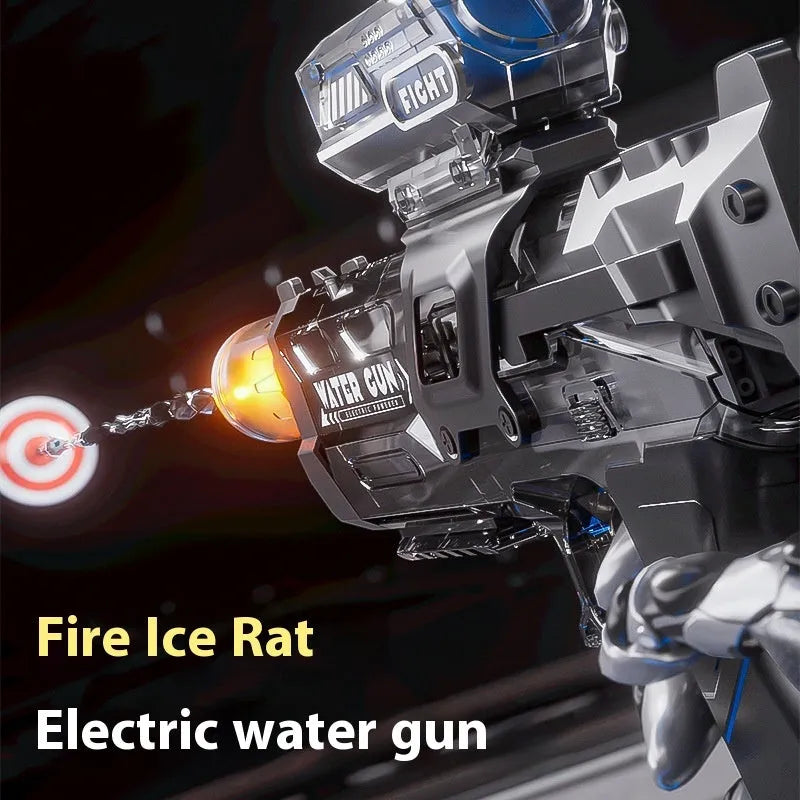Electric water gun toy in blue and black with continuous pulse feature