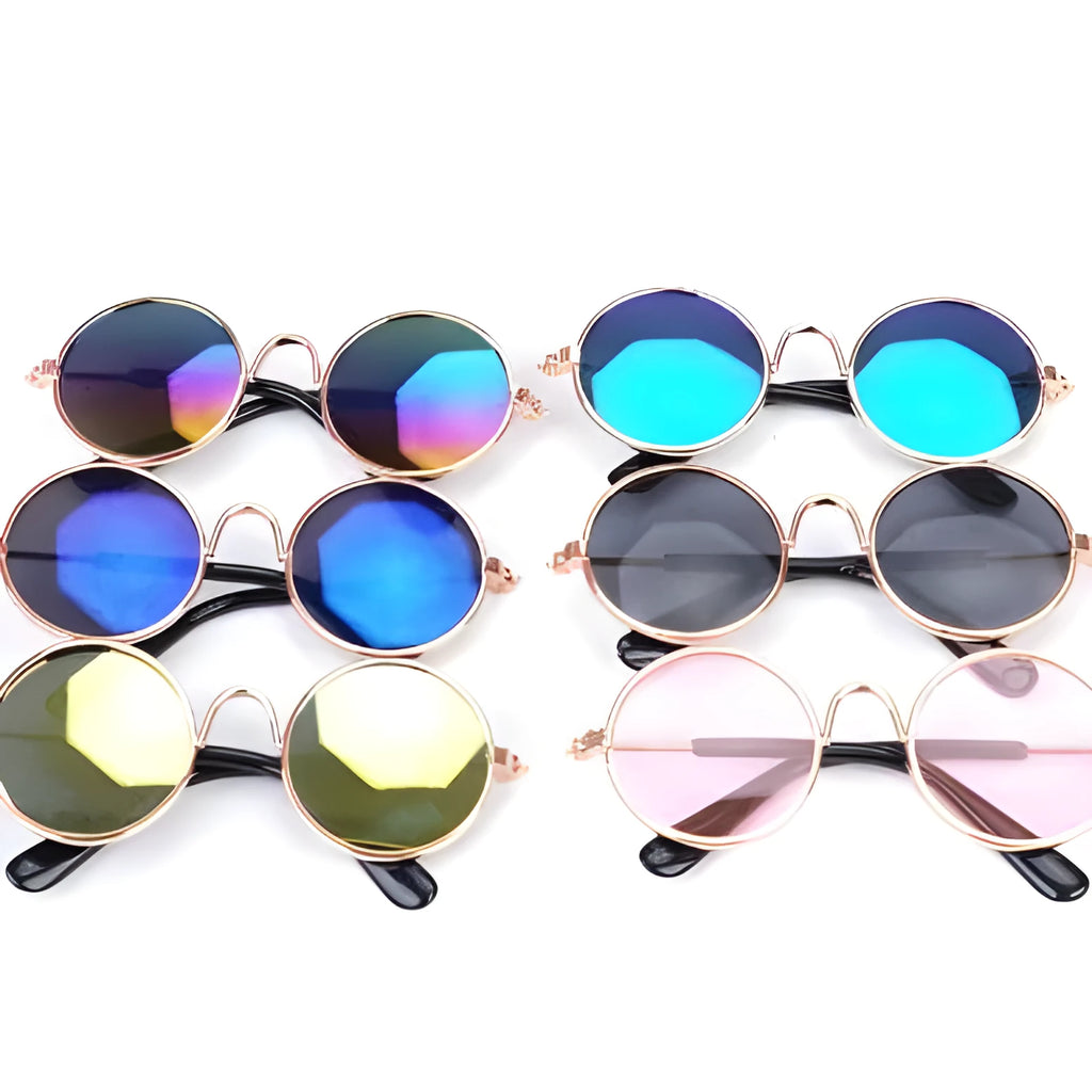 Pet glasses for cats and small dogs with metal frame, AC resin lenses, spring legs, 8cm total length, 10g weight