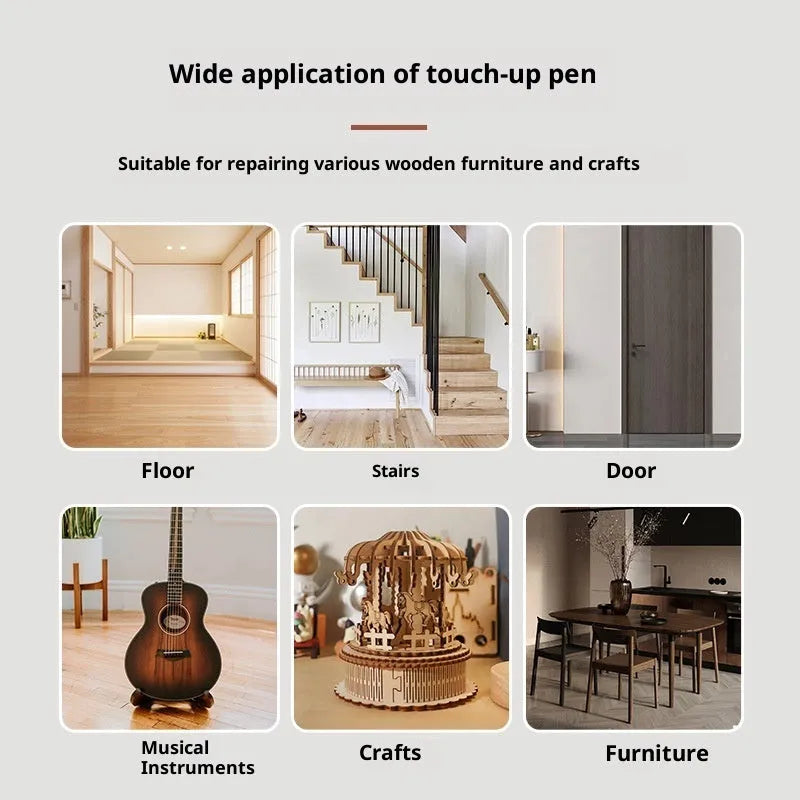 Wood grain paint fixer pen in walnut colour with 5ml waterproof colourfast formula for solid and composite wood scratch repair
