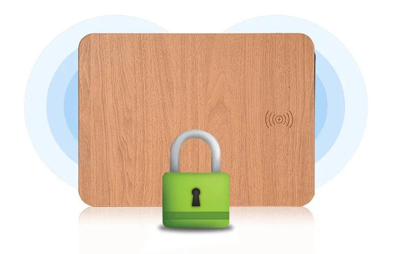 Wooden wireless charger in Black or Brown, ABS and PU leather, Qi 1.1, 5W or 10W