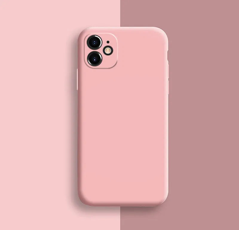 Silicone case for iPhone 11 series in various solid colours showing precise camera and port cutouts.
