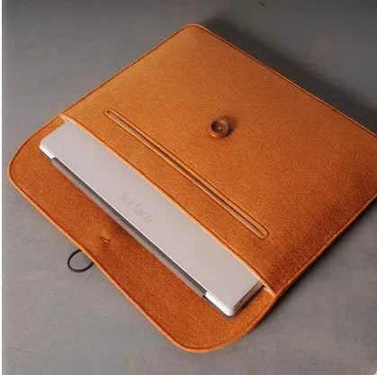 Grey and orange felt laptop bag compatible with Apple MacBook