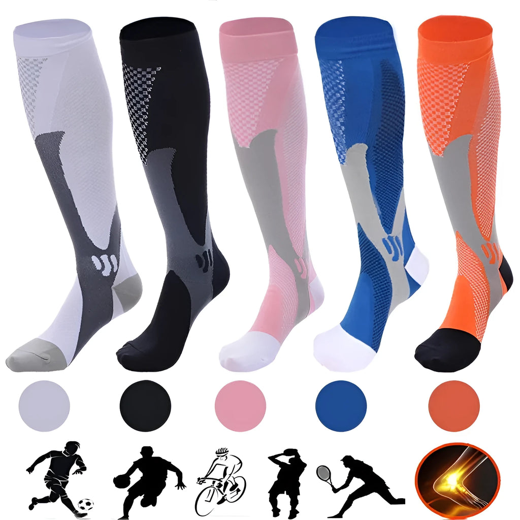 Graduated compression socks for men and women in athletic fit for running and travel